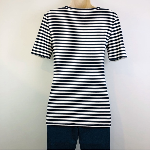 J Crew Perfect Fit Blue and White Stripe T Shirt - Picture 14 of 16